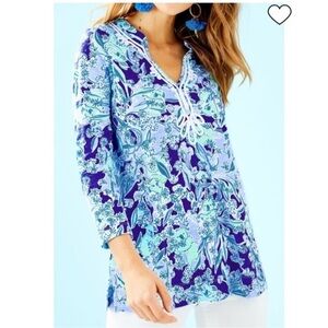 Lilly Pulitzer Blue Koala Pattern Kaia Knit Tunic, Size XL